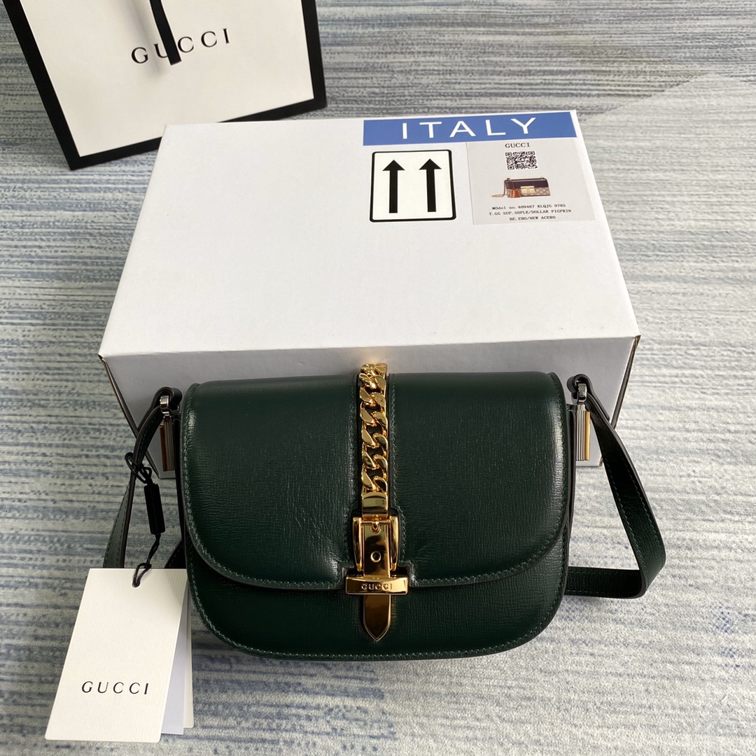 Gucci Sylvie 1969 Mini Shoulder Bag 615965 Green